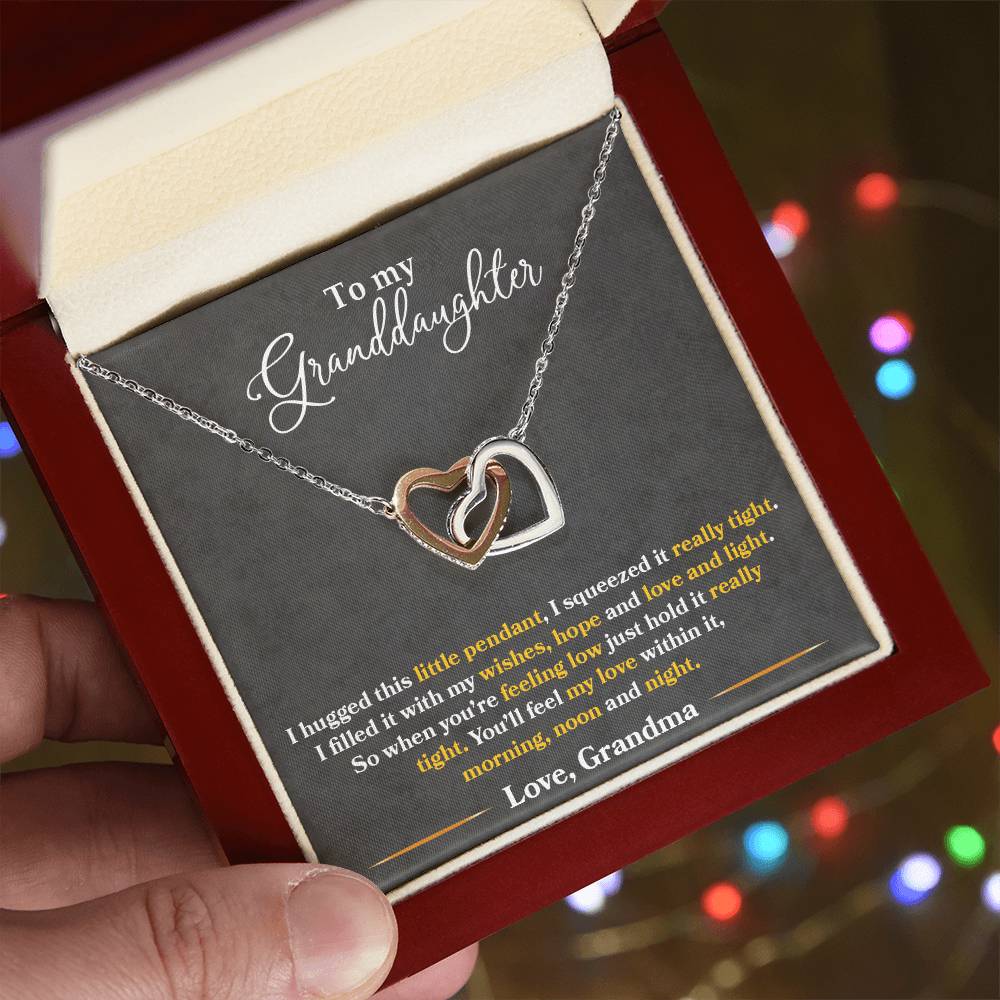To My Granddaughter, You'll Feel My Love Within This-Interlocking Hearts Necklace