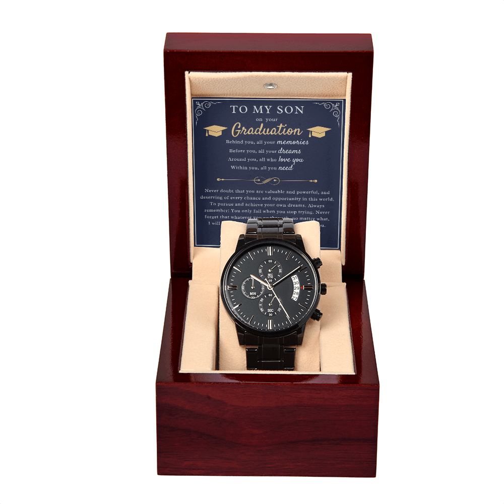 A Parent's Pride: Graduation Blessing for My Son-Black Chronograph Watch