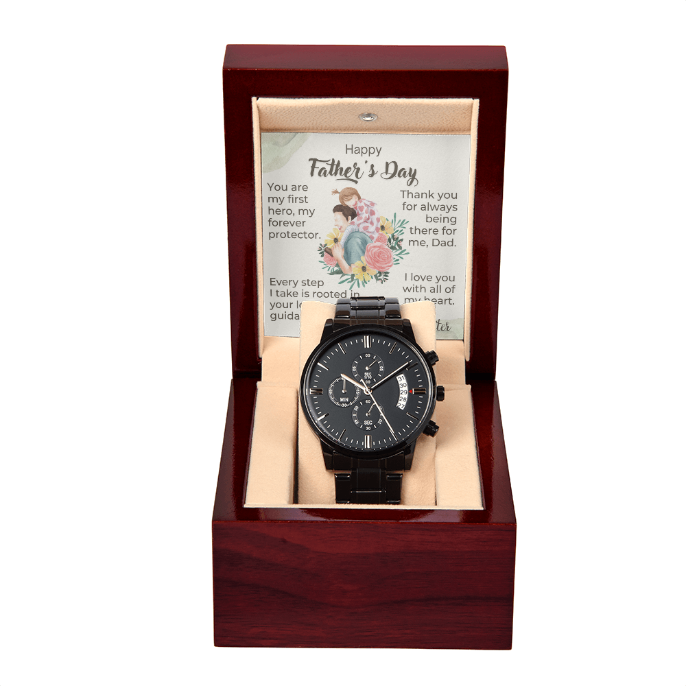 A Daughter's Heartfelt Father's Day Tribute-Black Chronograph Watch