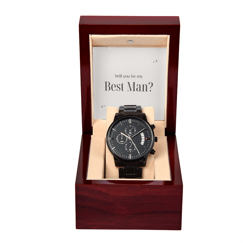A Question Meant for a Legend-Black Chronograph Watch