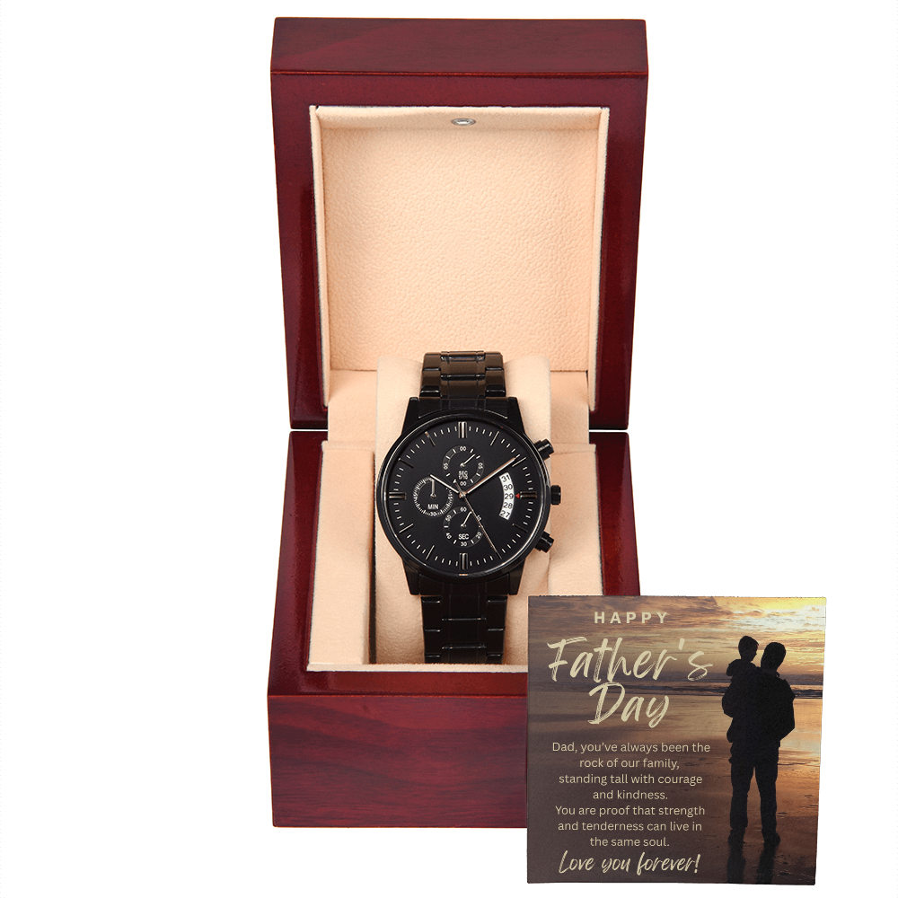 The Rock of Our Family-Black Chronograph Watch