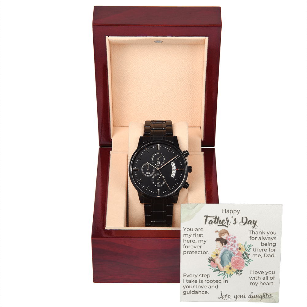 A Daughter's Heartfelt Father's Day Tribute-Black Chronograph Watch