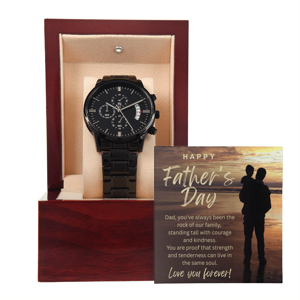 The Rock of Our Family-Black Chronograph Watch