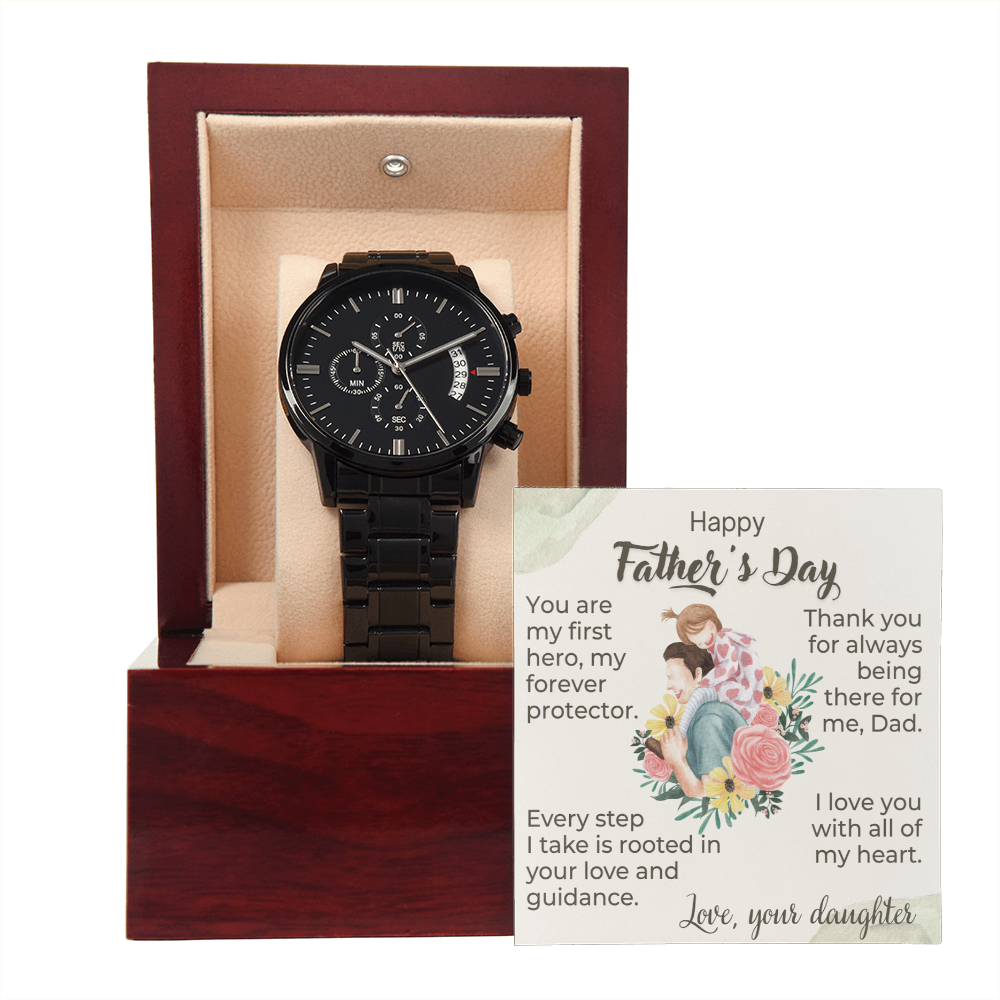 A Daughter's Heartfelt Father's Day Tribute-Black Chronograph Watch