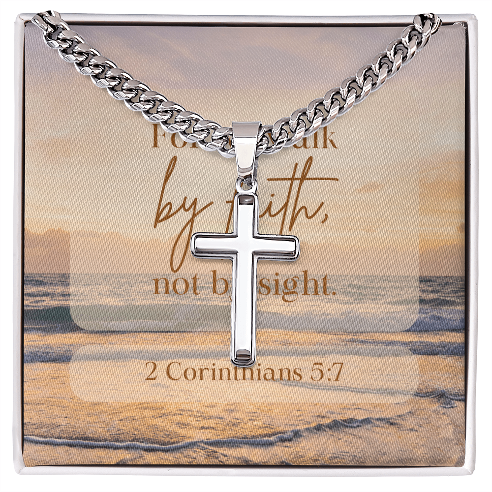 Anchored in Faith, Guided by Grace-Cuban Chain with Artisan Cross Necklace