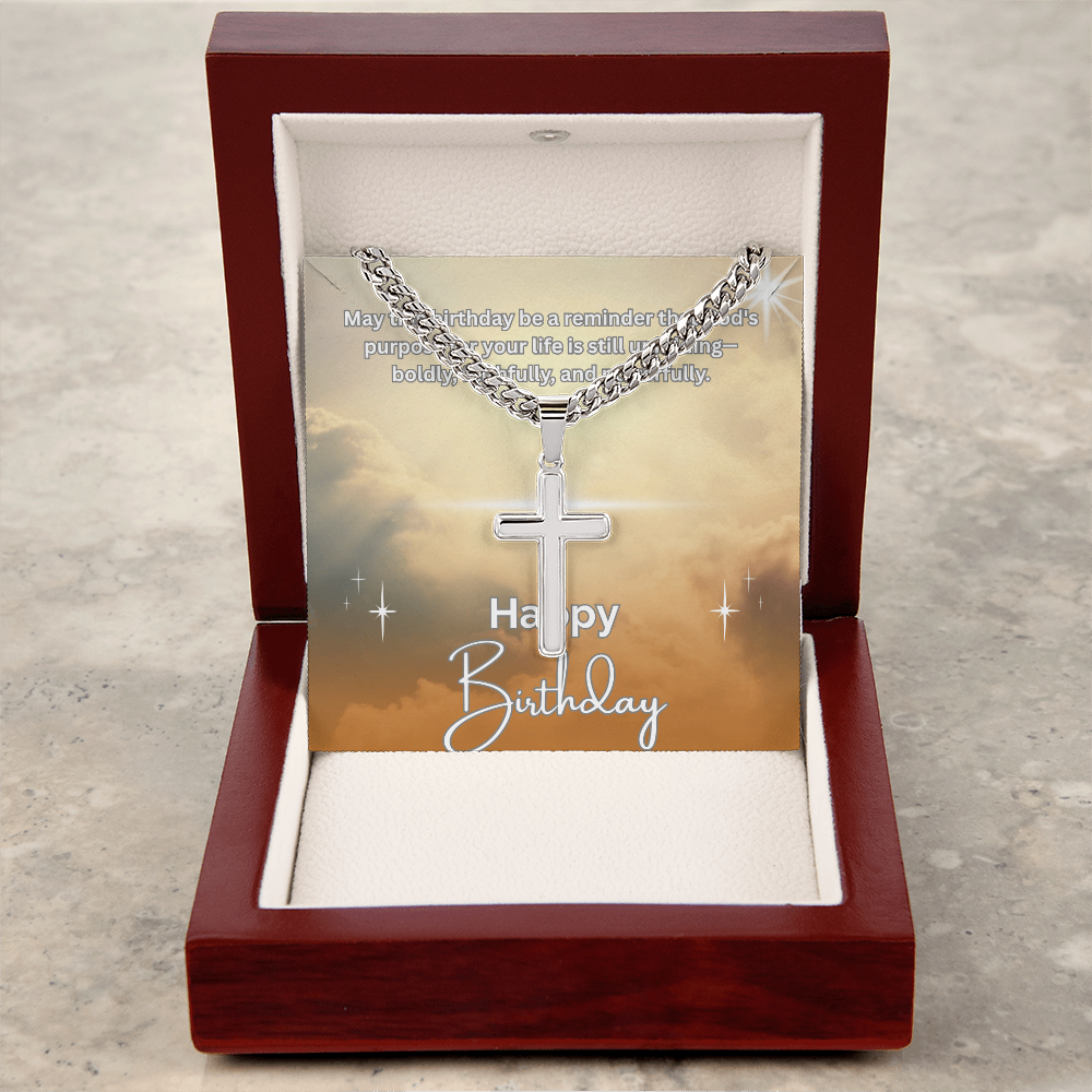 Faithfully Unfolding: A Birthday in His Light-Cuban Chain with Artisan Cross Necklace