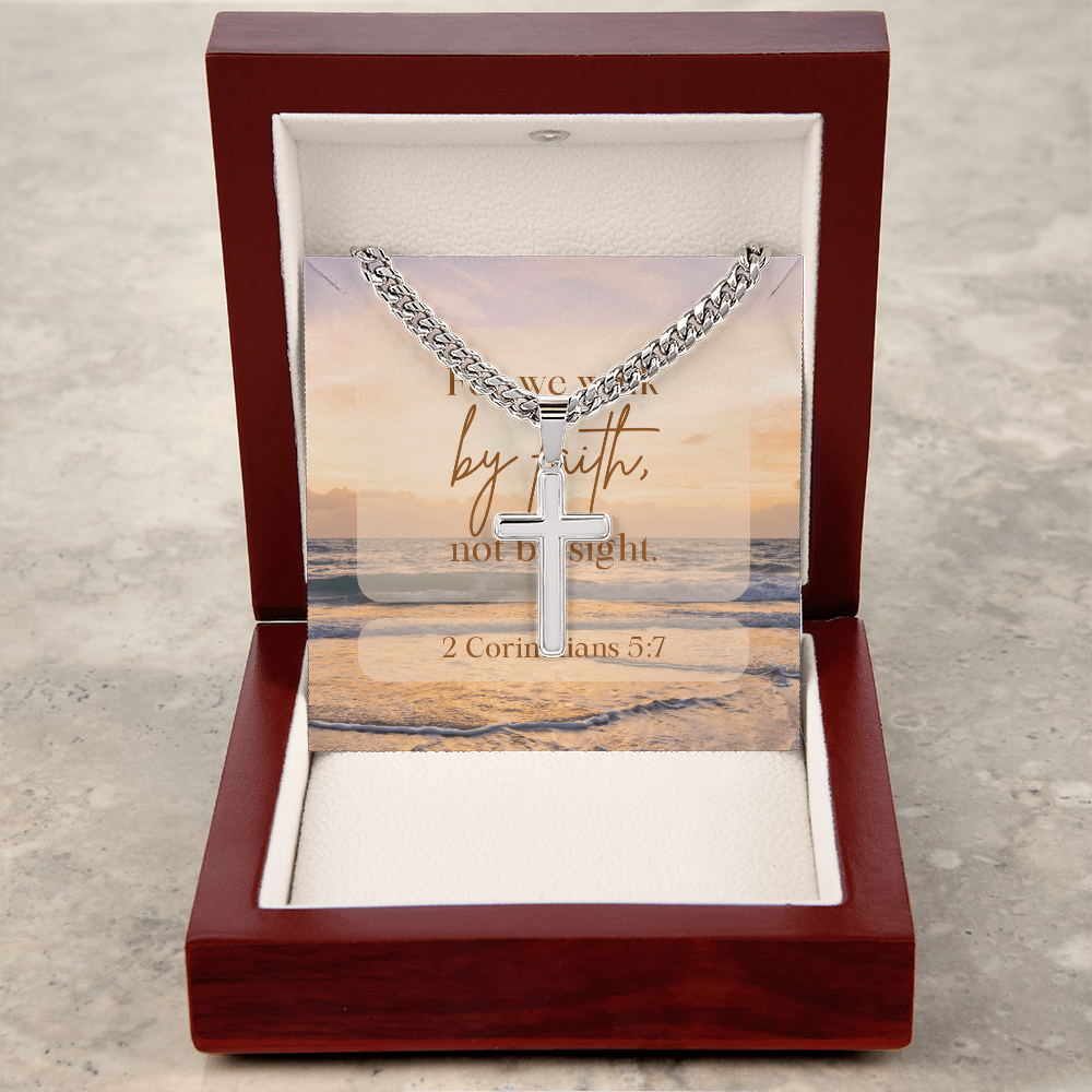 Anchored in Faith, Guided by Grace-Cuban Chain with Artisan Cross Necklace