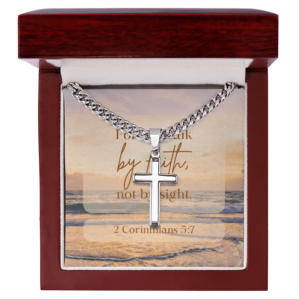Anchored in Faith, Guided by Grace-Cuban Chain with Artisan Cross Necklace