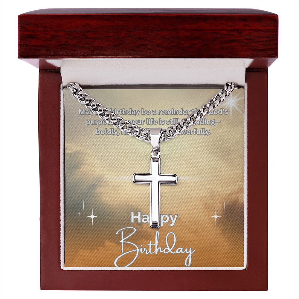 Faithfully Unfolding: A Birthday in His Light-Cuban Chain with Artisan Cross Necklace