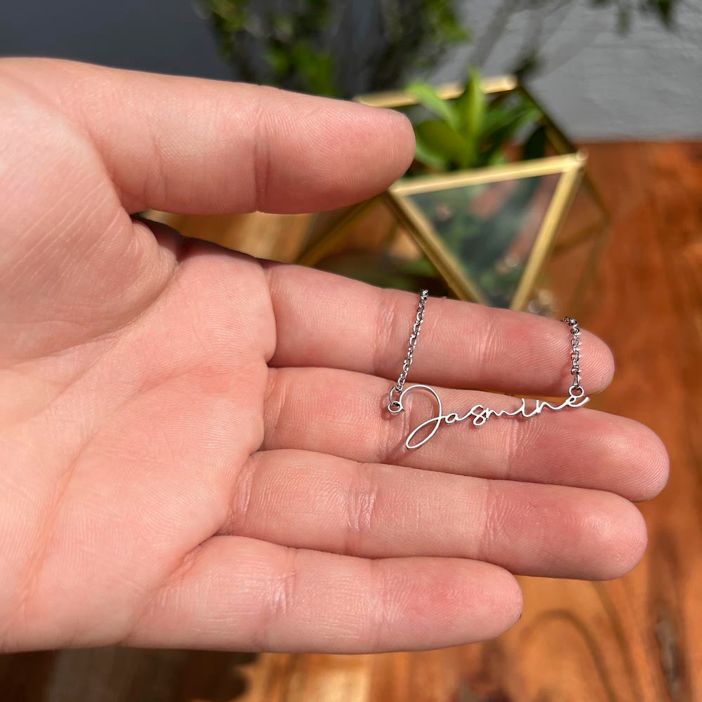 Braver, Stronger, Smarter – A Heartfelt Reminder-Signature Name Necklace