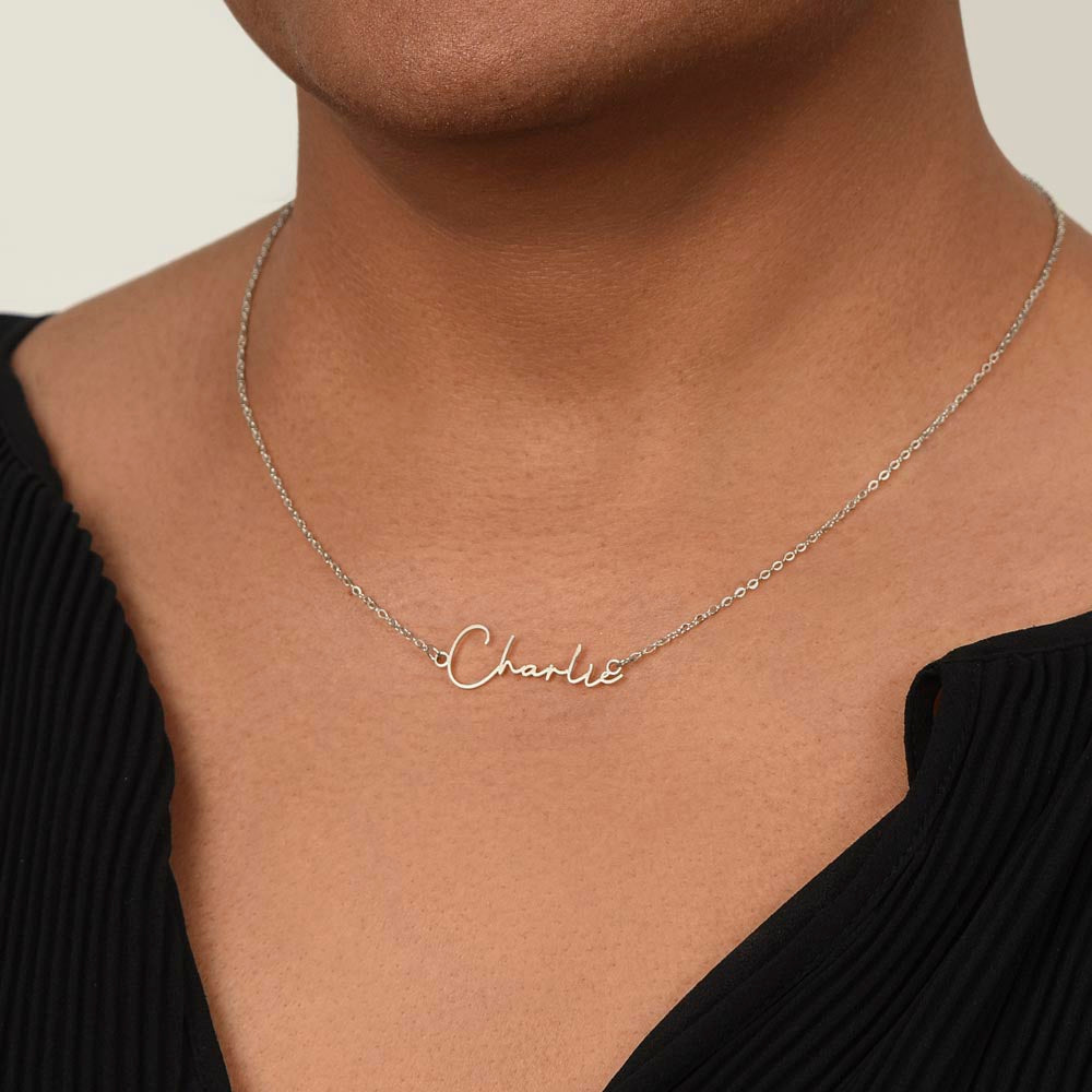 Braver, Stronger, Smarter – A Heartfelt Reminder-Signature Name Necklace