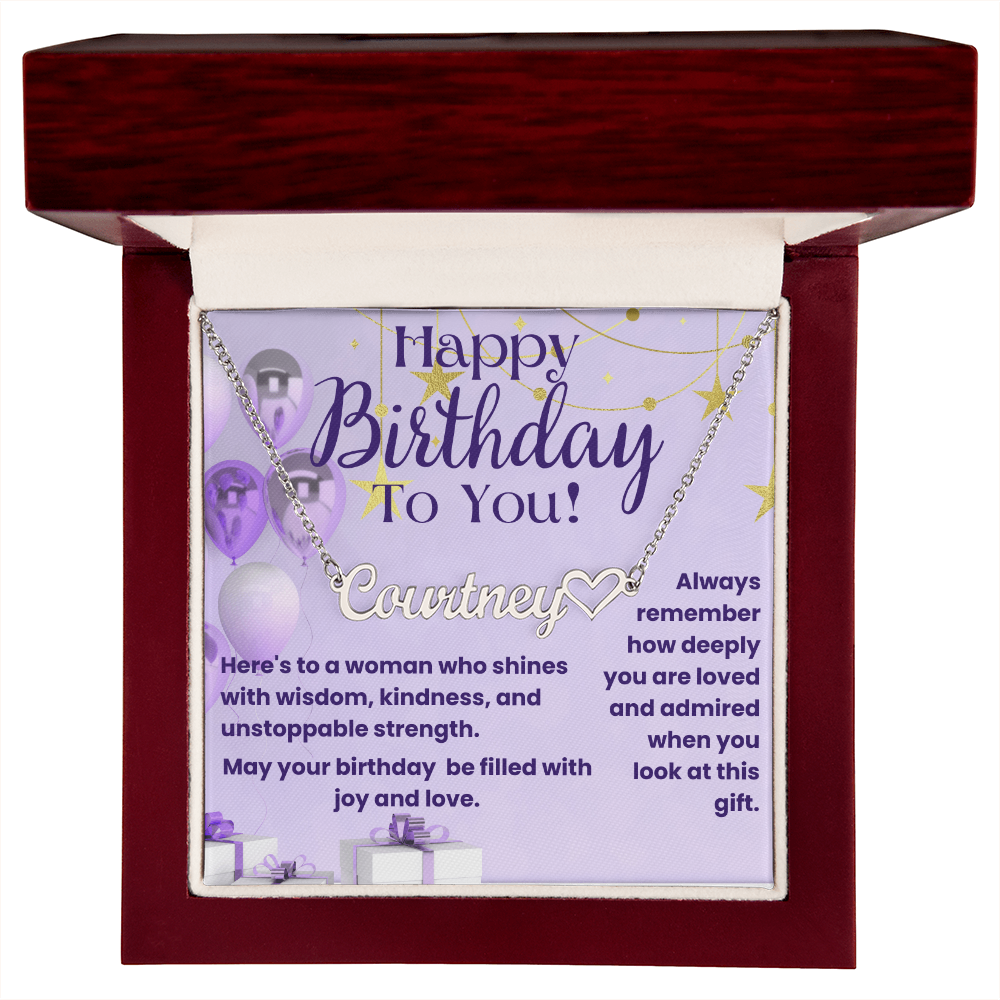 To a Woman Who Shines: A Birthday Filled with Love-Personalized Heart Name Heart Necklace