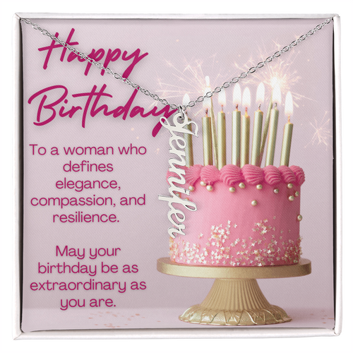 A Birthday of Beauty and Strength: Celebrating You-Personalized Vertical Name Necklace