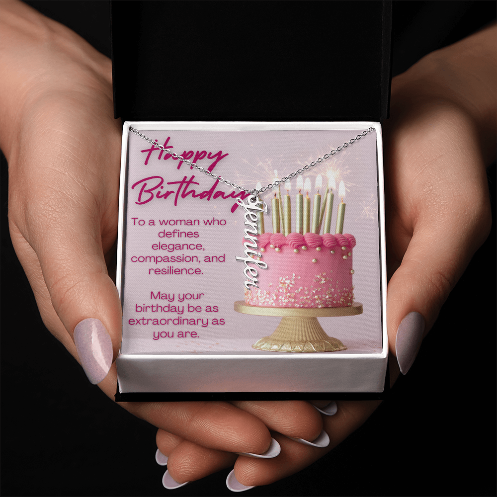 A Birthday of Beauty and Strength: Celebrating You-Personalized Vertical Name Necklace
