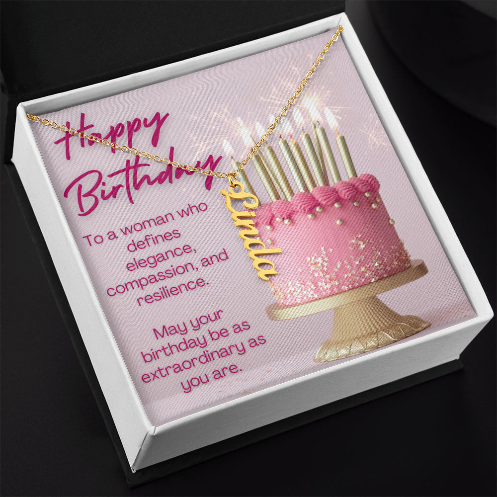 A Birthday of Beauty and Strength: Celebrating You-Personalized Vertical Name Necklace