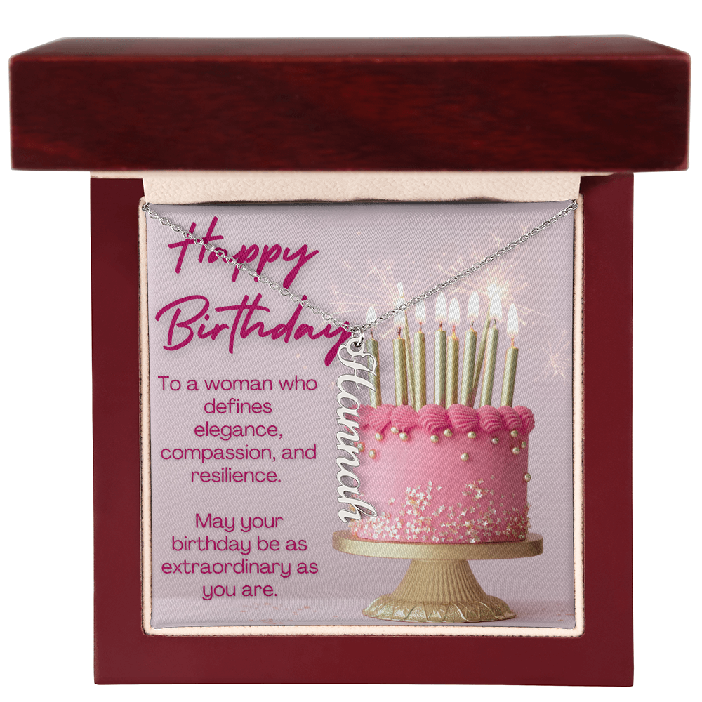 A Birthday of Beauty and Strength: Celebrating You-Personalized Vertical Name Necklace