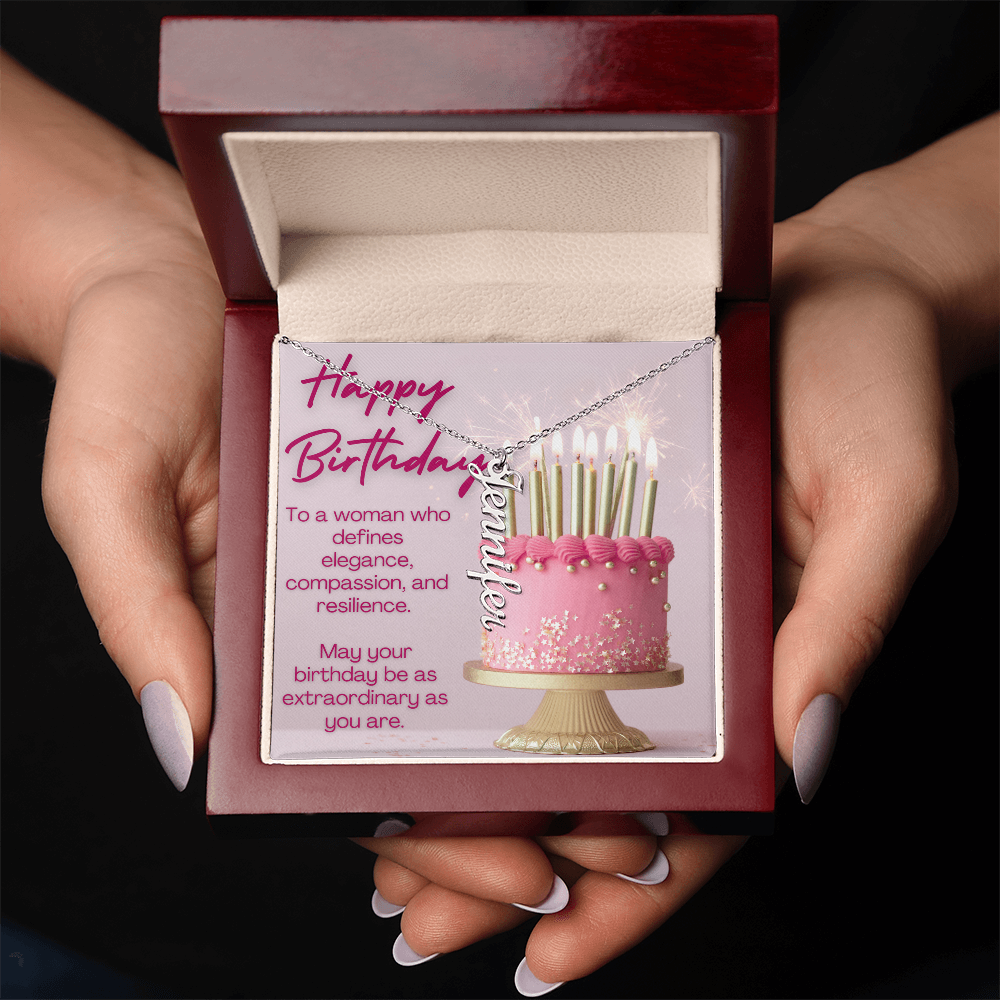 A Birthday of Beauty and Strength: Celebrating You-Personalized Vertical Name Necklace