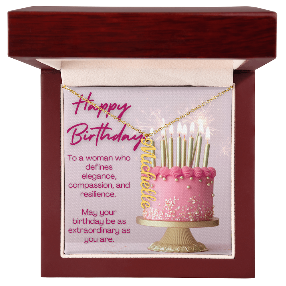 A Birthday of Beauty and Strength: Celebrating You-Personalized Vertical Name Necklace