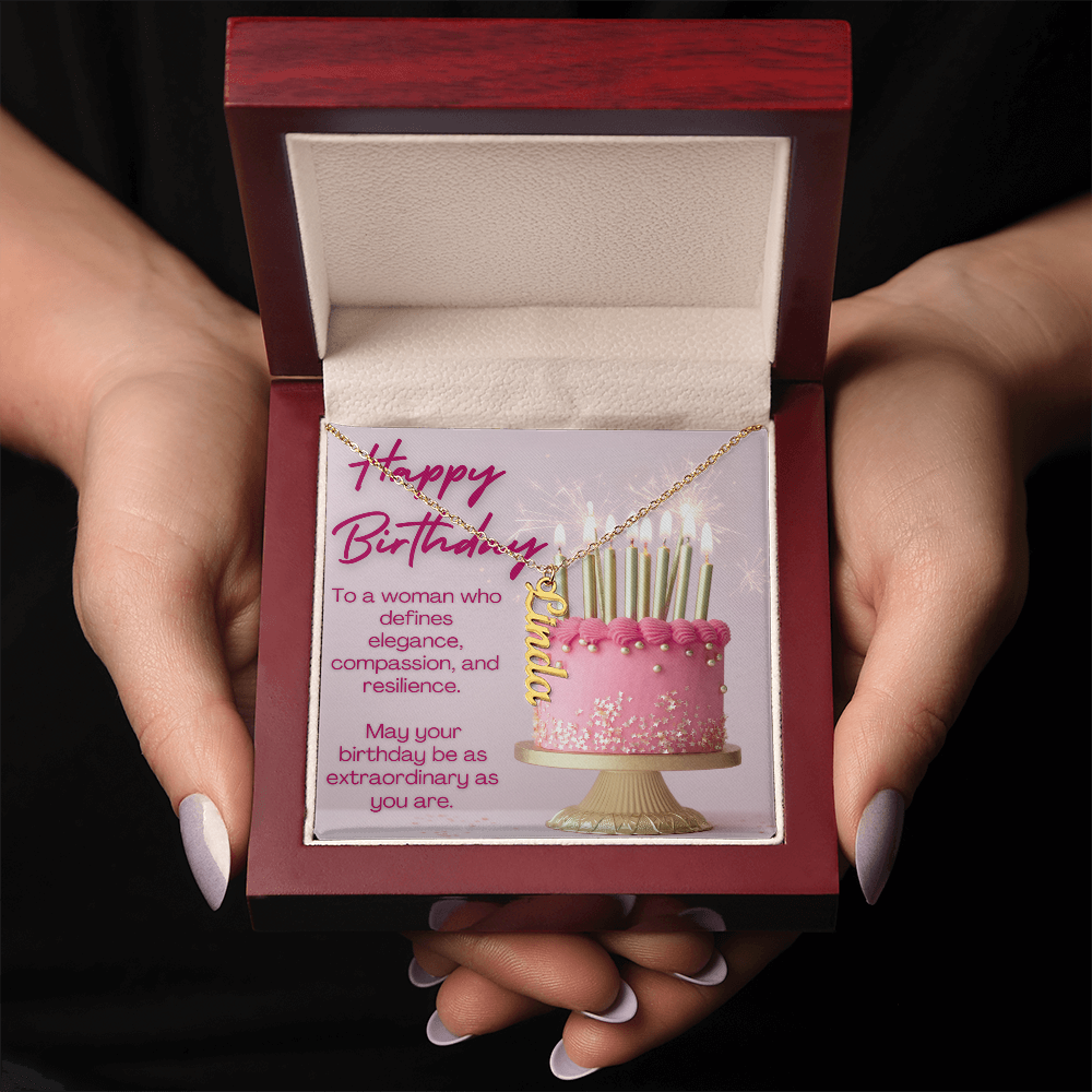 A Birthday of Beauty and Strength: Celebrating You-Personalized Vertical Name Necklace