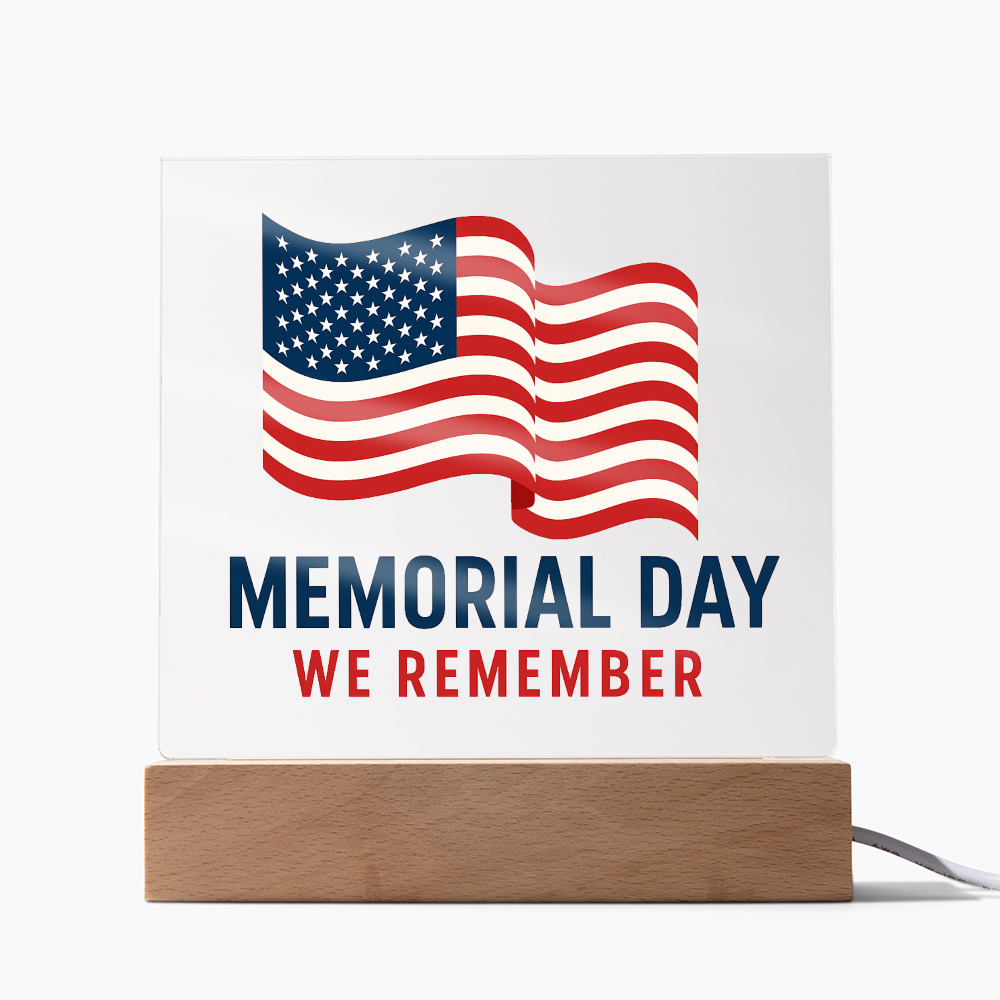Forever Grateful: A Nation's Salute on Memorial Day-Printed Square Acrylic Plaque