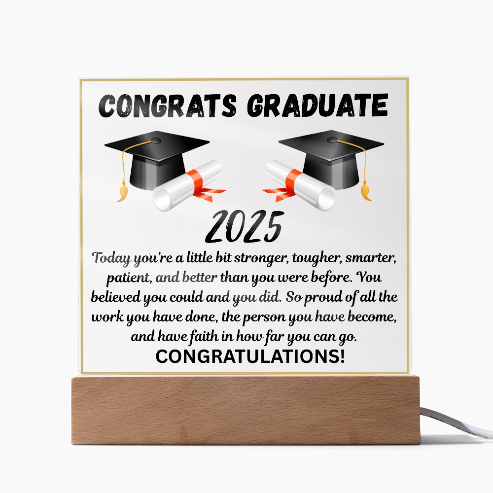 Caps Off to Your Success: A Graduation Salute-Printed Square Acrylic Plaque