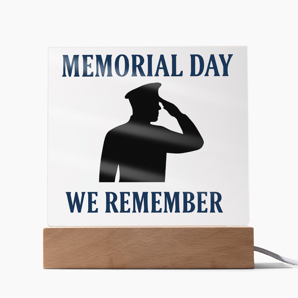 In Honor and Memory: A Soldier's Salute-Printed Square Acrylic Plaque