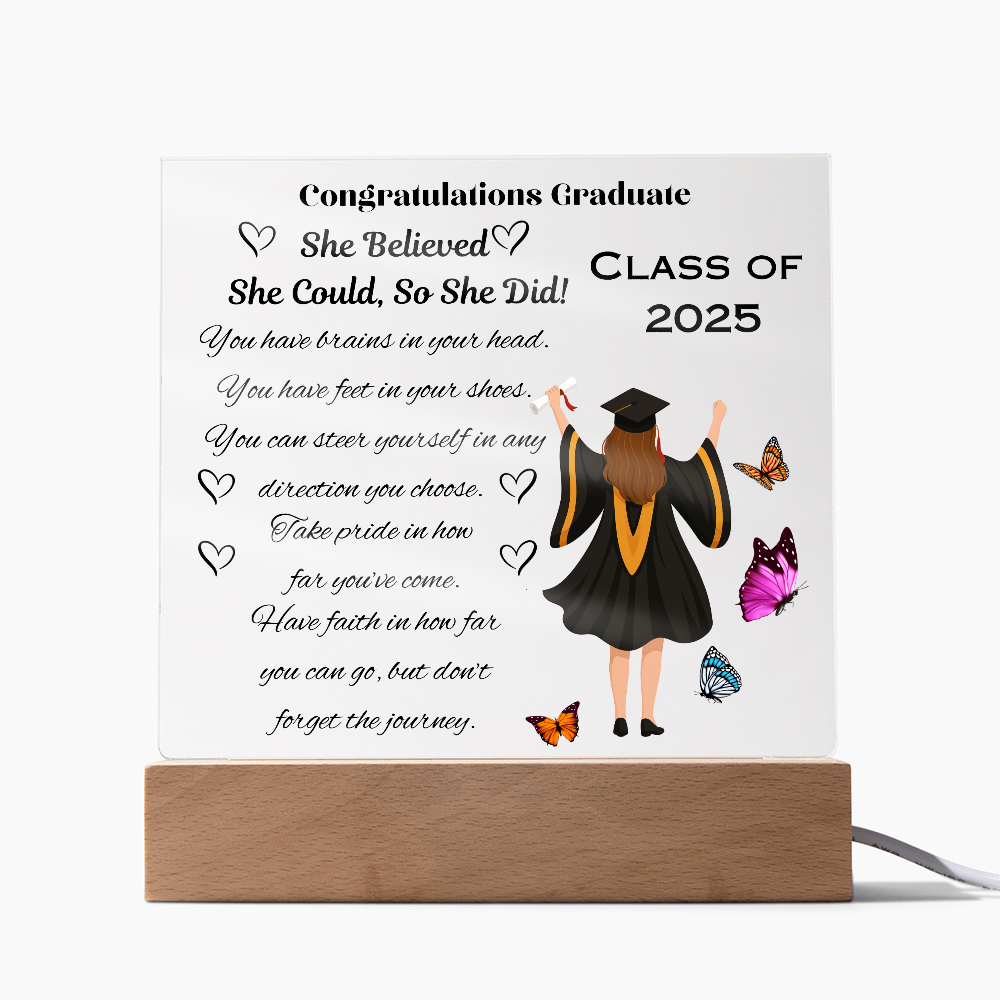 Wings of Achievement: Congratulations, Graduate!-Printed Square Acrylic Plaque