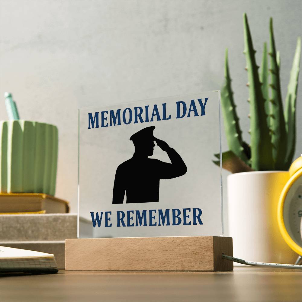 In Honor and Memory: A Soldier's Salute-Printed Square Acrylic Plaque
