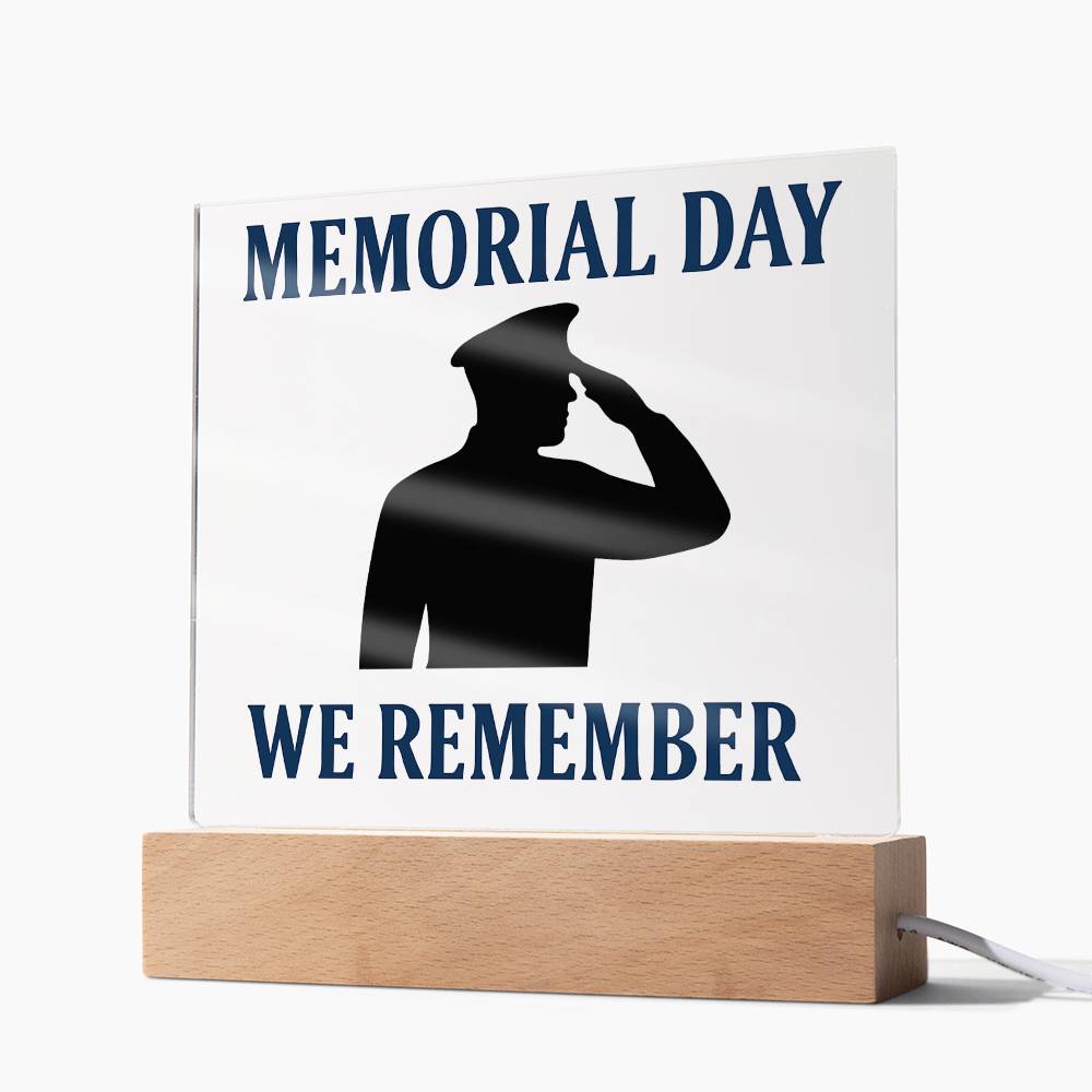 In Honor and Memory: A Soldier's Salute-Printed Square Acrylic Plaque