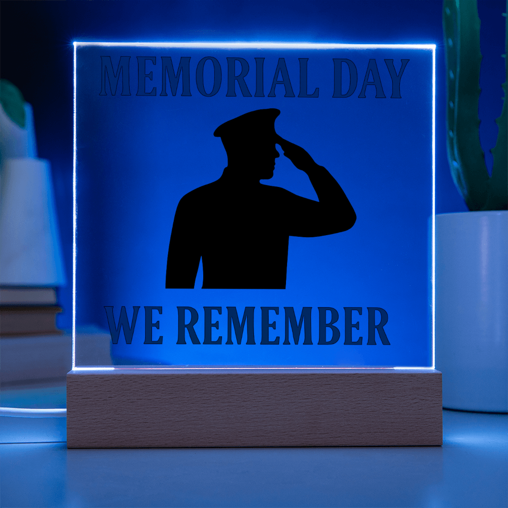 In Honor and Memory: A Soldier's Salute-Printed Square Acrylic Plaque