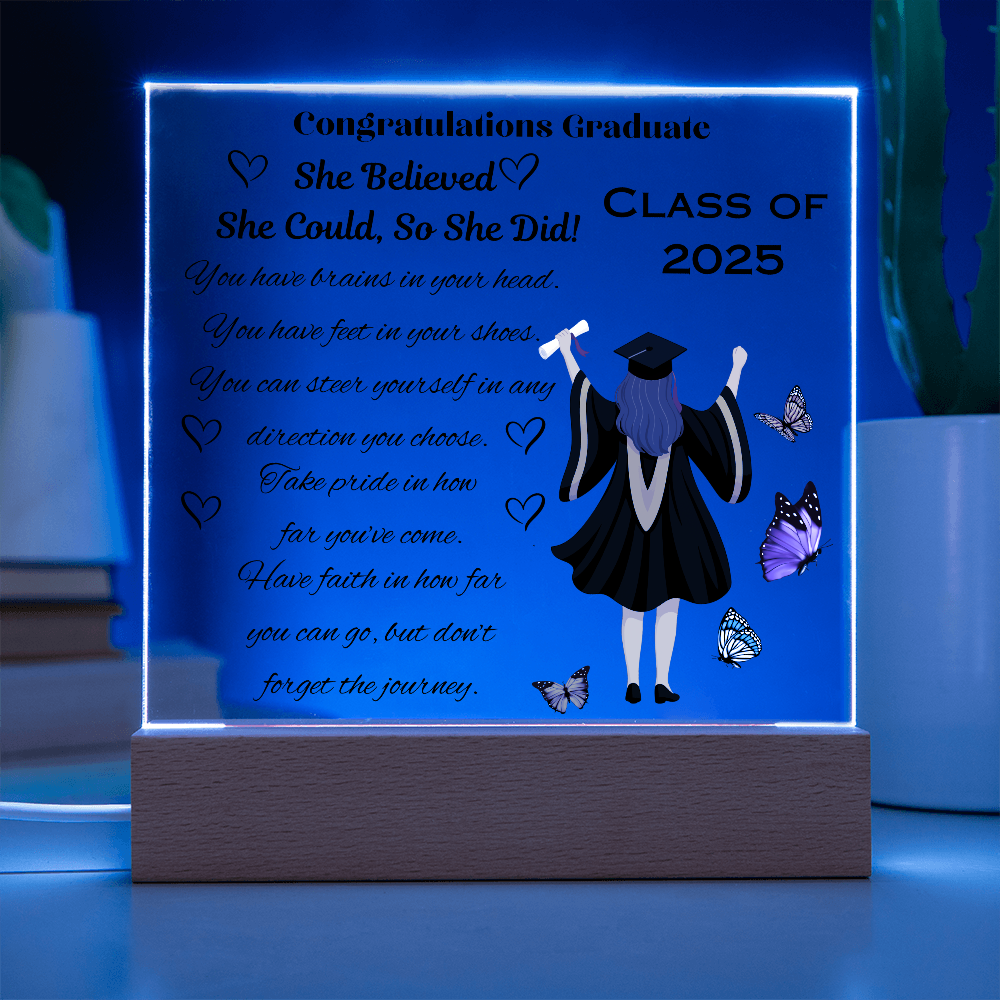Wings of Achievement: Congratulations, Graduate!-Printed Square Acrylic Plaque