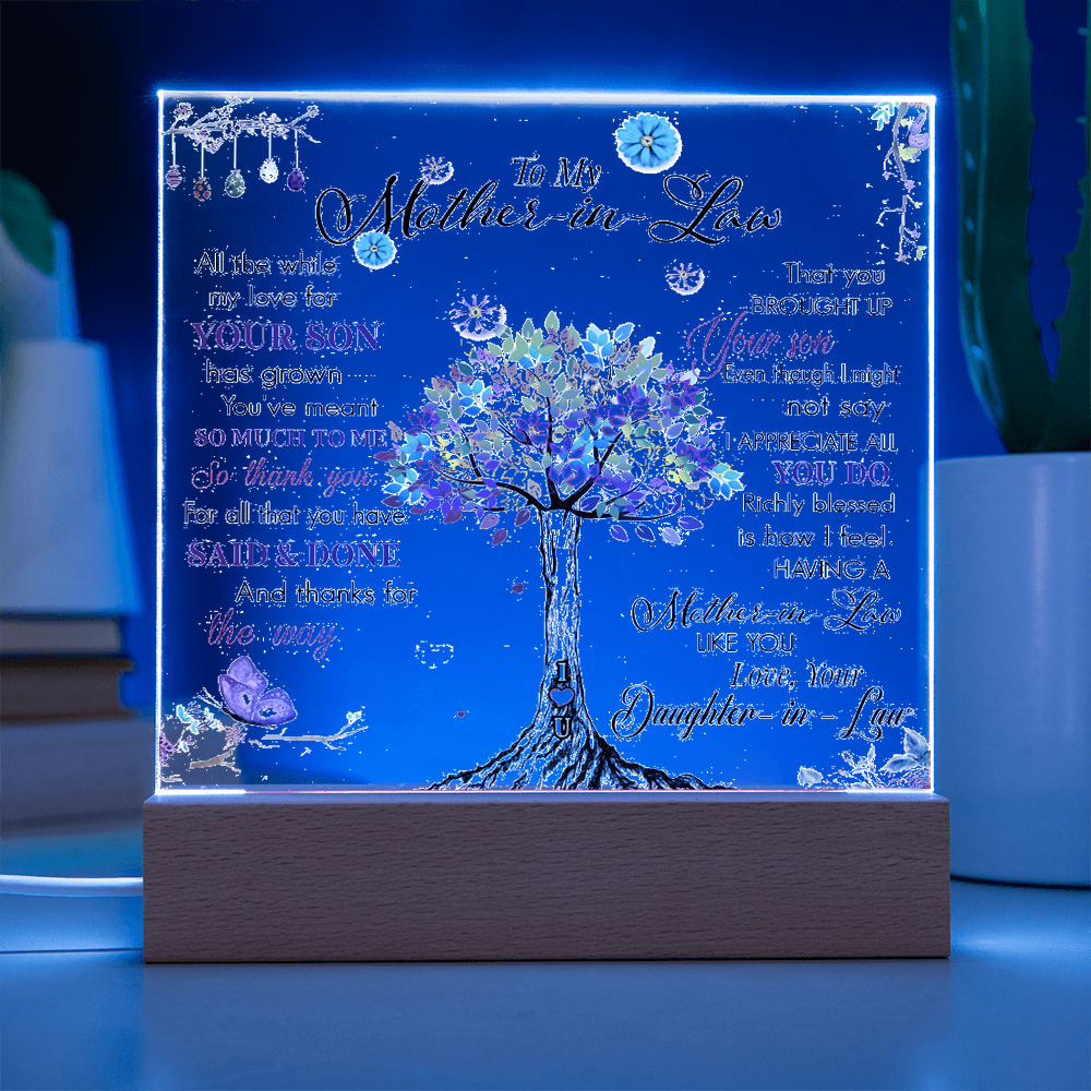 To My Mother-In-Law-Rooted in Gratitude, Blooming in Love-Printed Square Acrylic Plaque