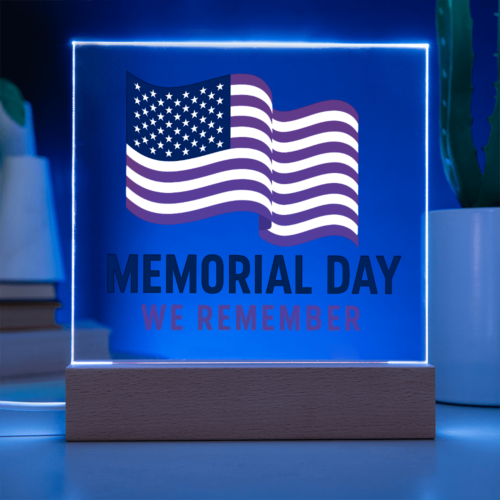 Forever Grateful: A Nation's Salute on Memorial Day-Printed Square Acrylic Plaque