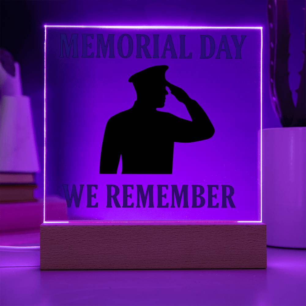 In Honor and Memory: A Soldier's Salute-Printed Square Acrylic Plaque