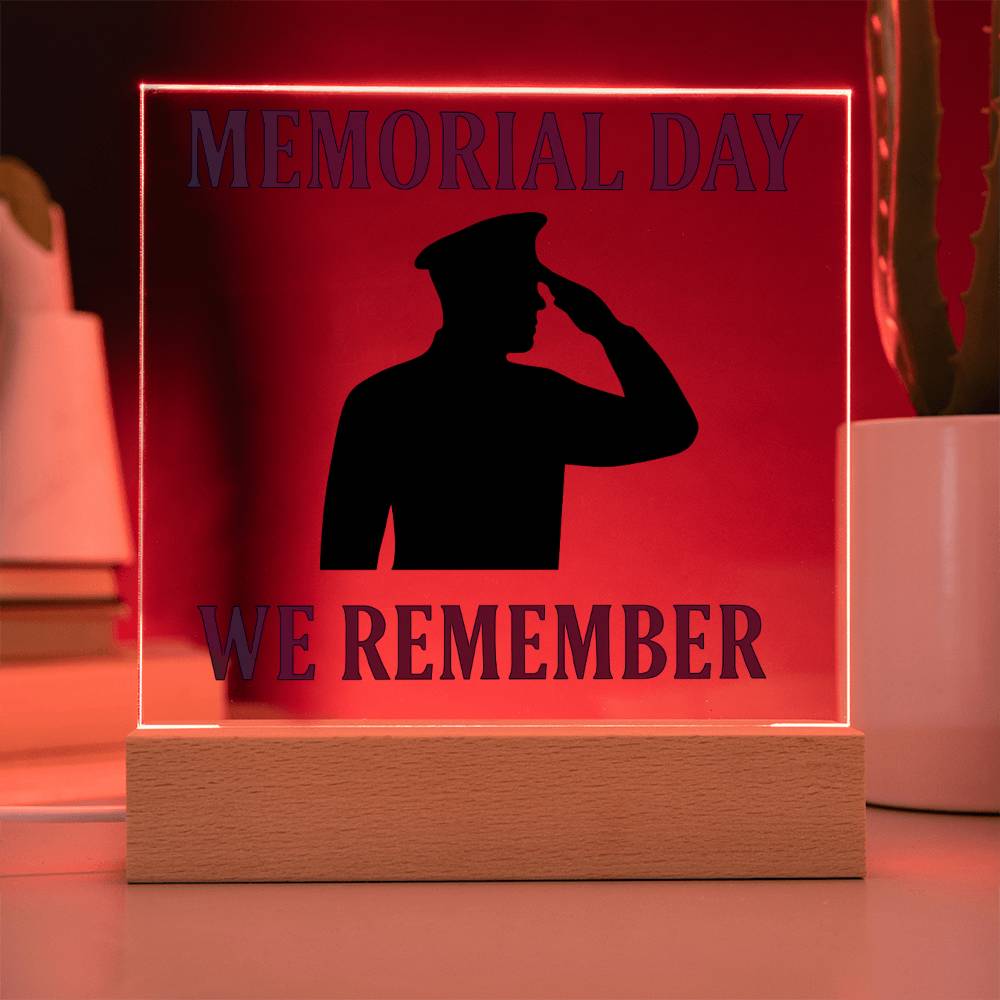 In Honor and Memory: A Soldier's Salute-Printed Square Acrylic Plaque