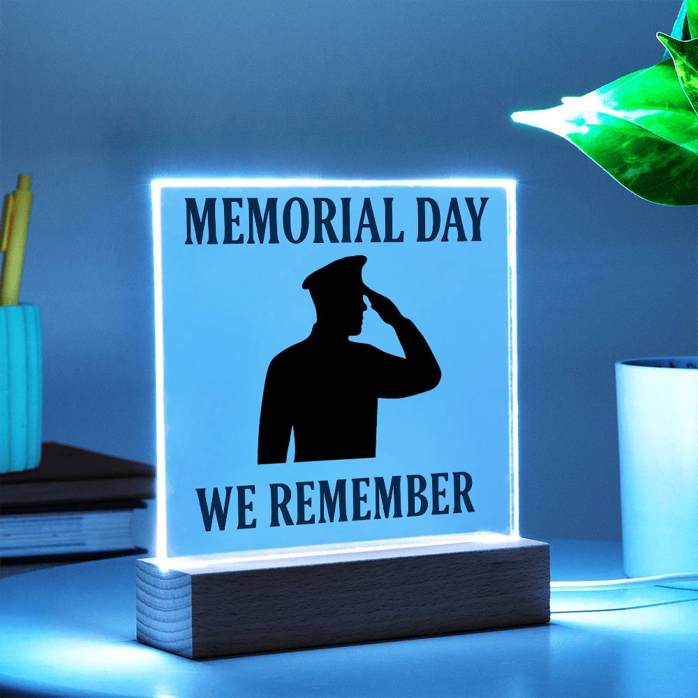 In Honor and Memory: A Soldier's Salute-Printed Square Acrylic Plaque