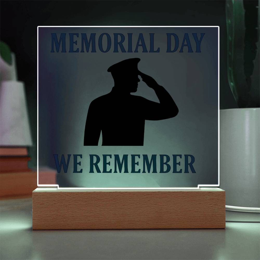 In Honor and Memory: A Soldier's Salute-Printed Square Acrylic Plaque
