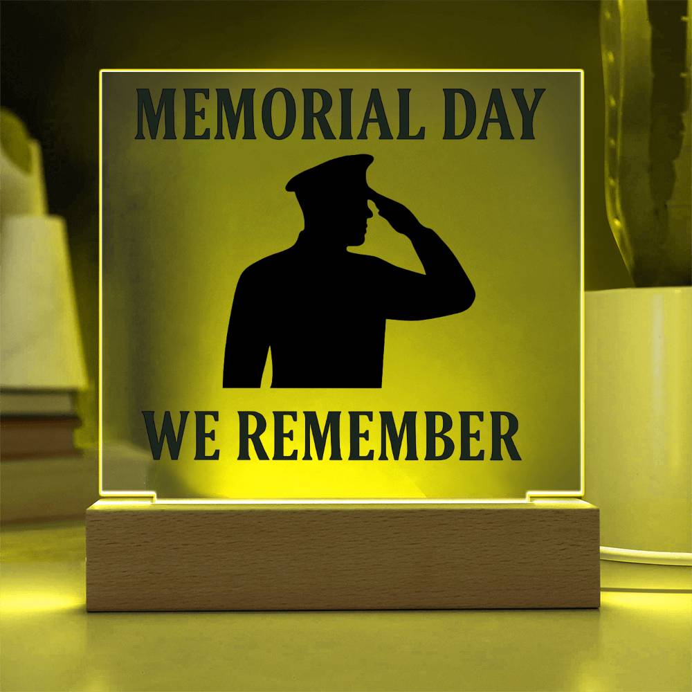 In Honor and Memory: A Soldier's Salute-Printed Square Acrylic Plaque