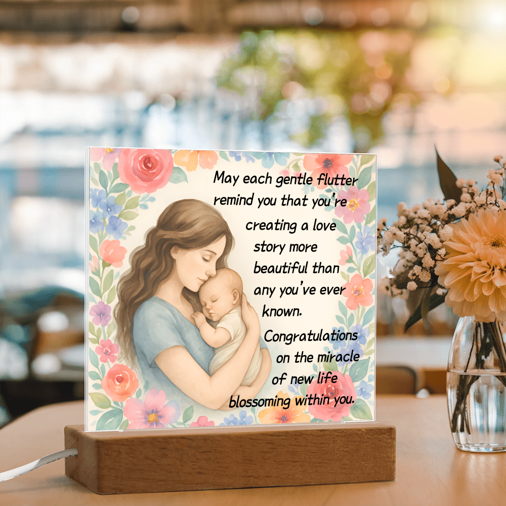 May Each Gentle Flutter Remind You That You That You're Creating A Love Story-(Expectant Mom) Acrylic Plaque