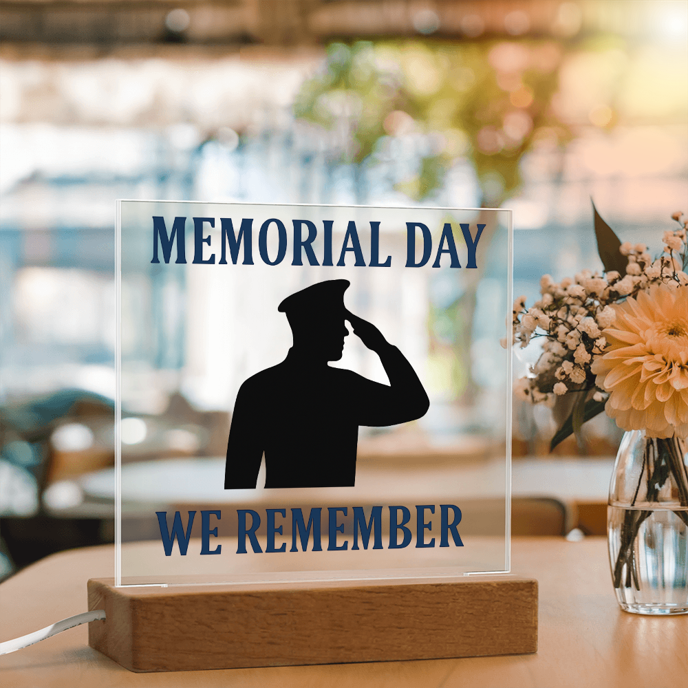 In Honor and Memory: A Soldier's Salute-Printed Square Acrylic Plaque