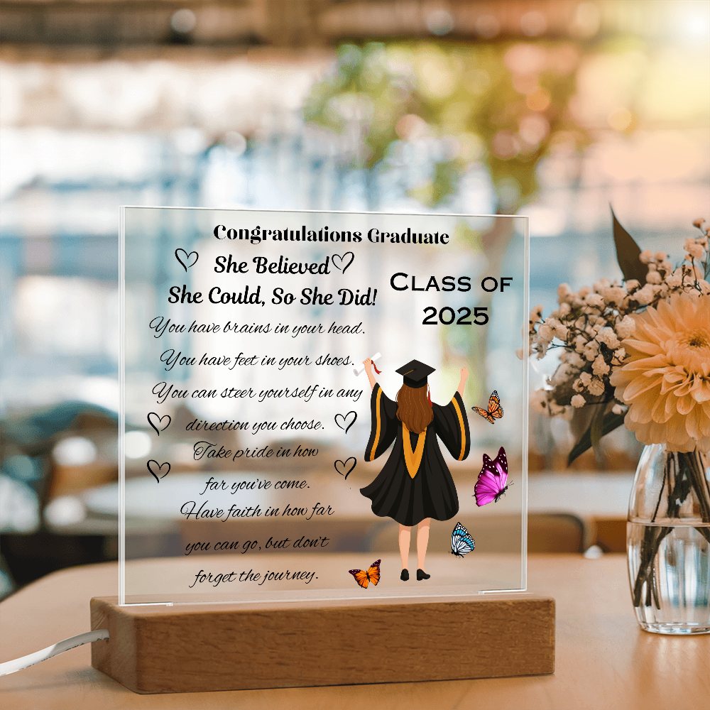 Wings of Achievement: Congratulations, Graduate!-Printed Square Acrylic Plaque