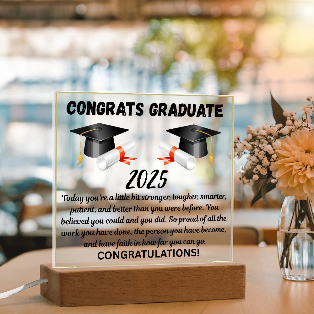 Caps Off to Your Success: A Graduation Salute-Printed Square Acrylic Plaque