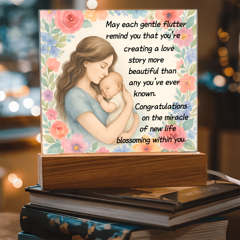 May Each Gentle Flutter Remind You That You That You're Creating A Love Story-(Expectant Mom) Acrylic Plaque