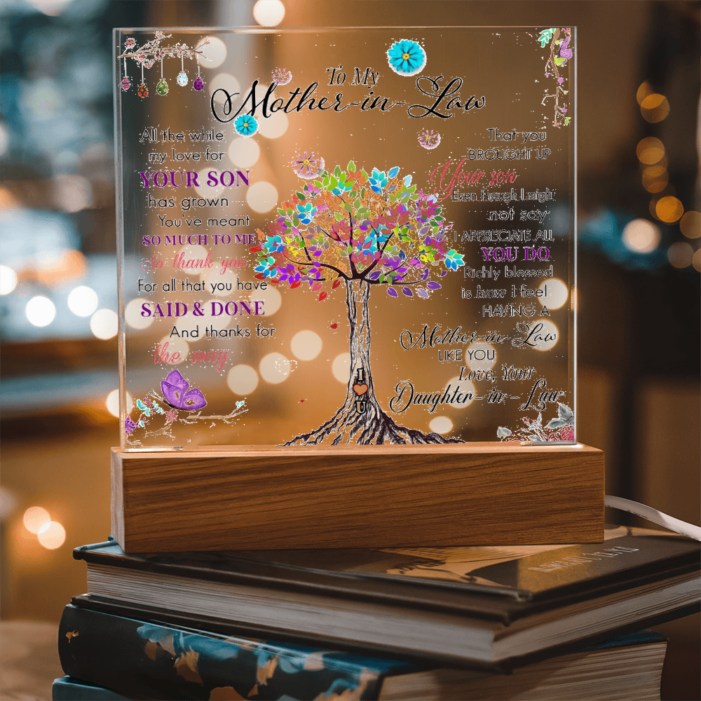 To My Mother-In-Law-Rooted in Gratitude, Blooming in Love-Printed Square Acrylic Plaque