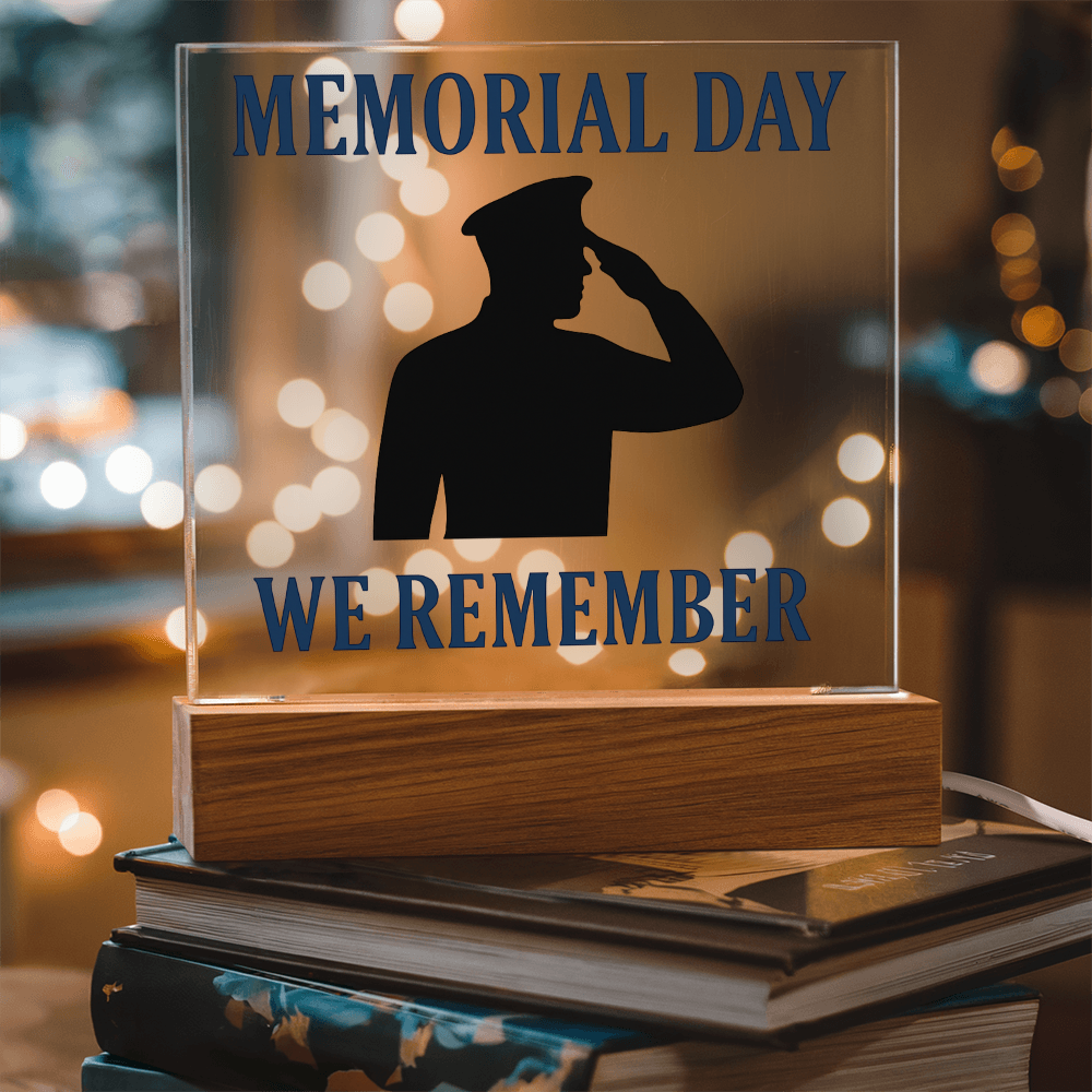 In Honor and Memory: A Soldier's Salute-Printed Square Acrylic Plaque
