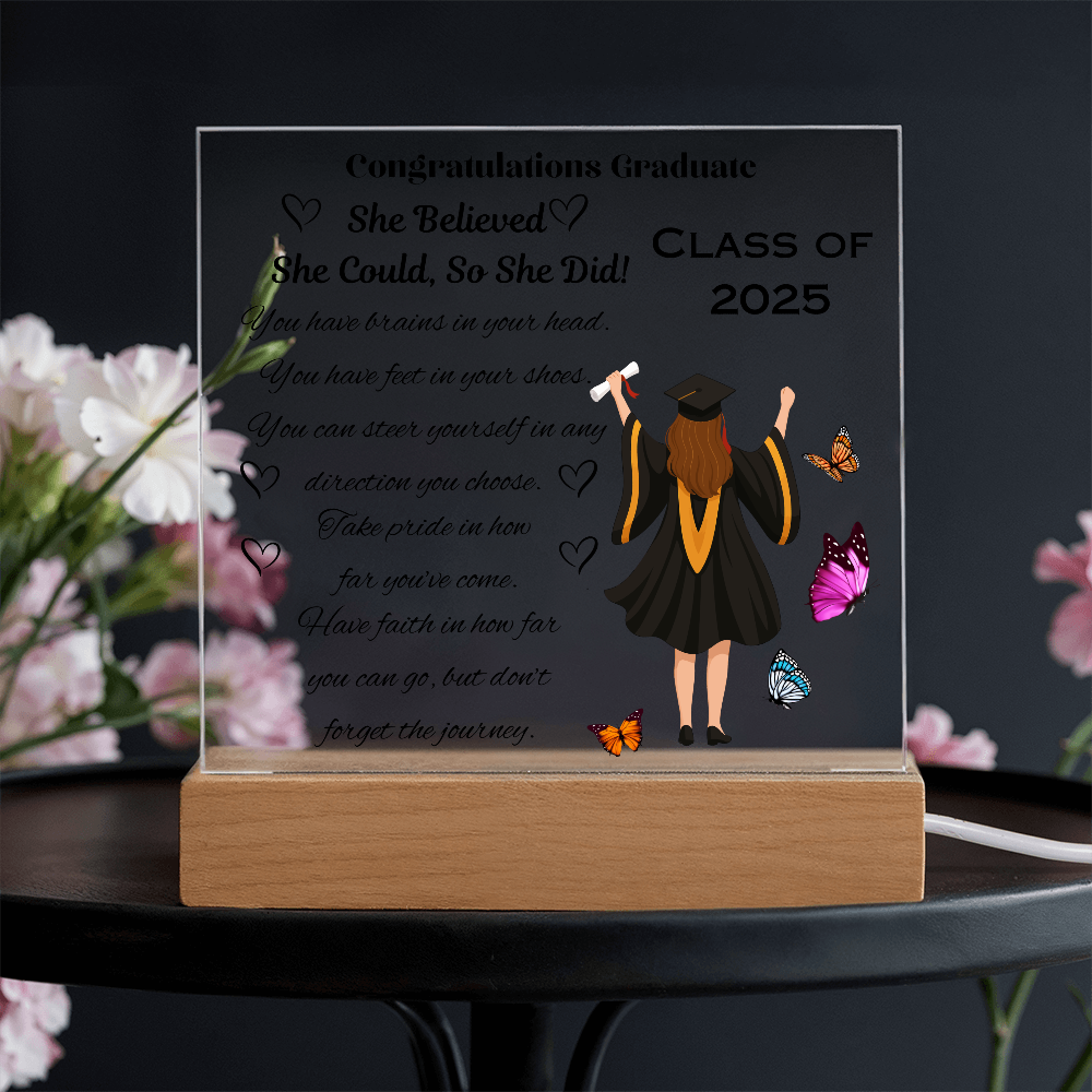 Wings of Achievement: Congratulations, Graduate!-Printed Square Acrylic Plaque