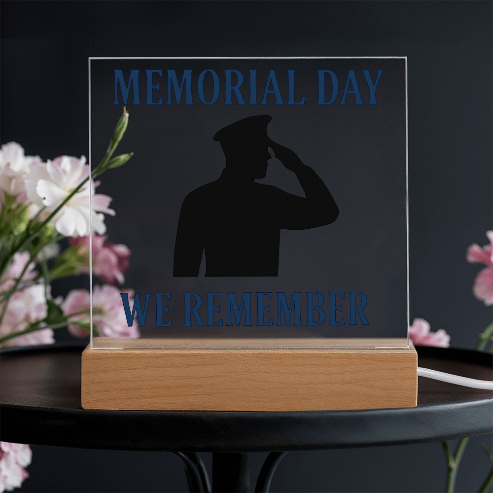 In Honor and Memory: A Soldier's Salute-Printed Square Acrylic Plaque