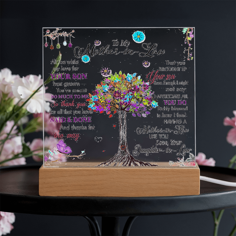To My Mother-In-Law-Rooted in Gratitude, Blooming in Love-Printed Square Acrylic Plaque