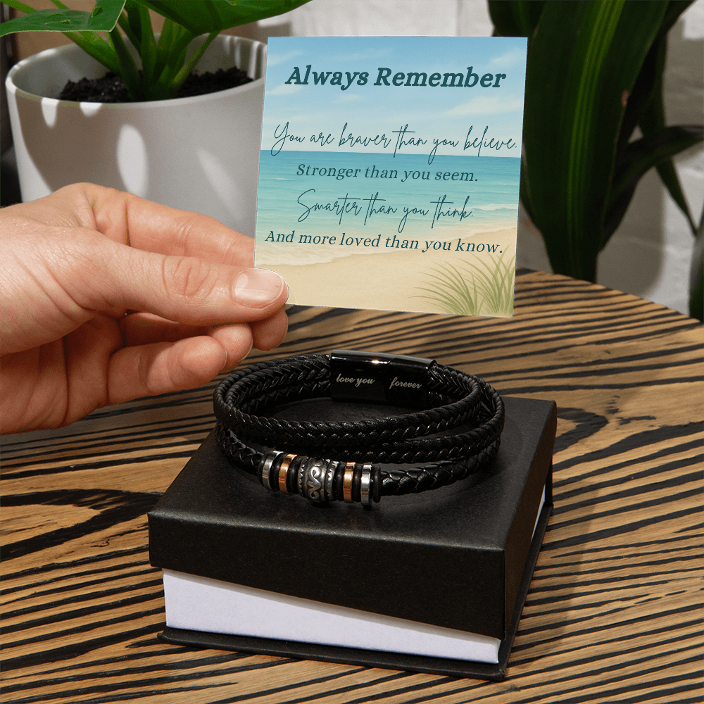 A Shoreline of Strength: Words to Carry with You-Men's "Love You Forever" Bracelet