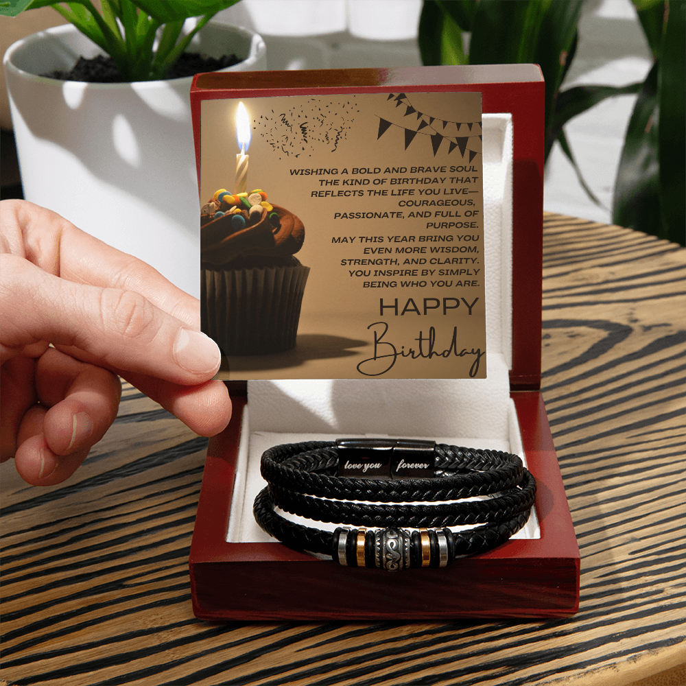 To a Man of Purpose: A Bold Birthday Wish-Men's "Love You Forever" Bracelet